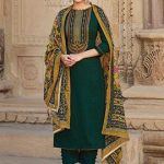 Pant suit with printed dupatta