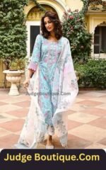 Royal Export Women's Skyblue Floral Printed Salwar Suit Set by Judgeboutique.com