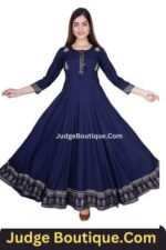 Women's Embroidered Rayon Anarkali Kurta Frock Suit Gown for Women|Flared Kurta for Women
